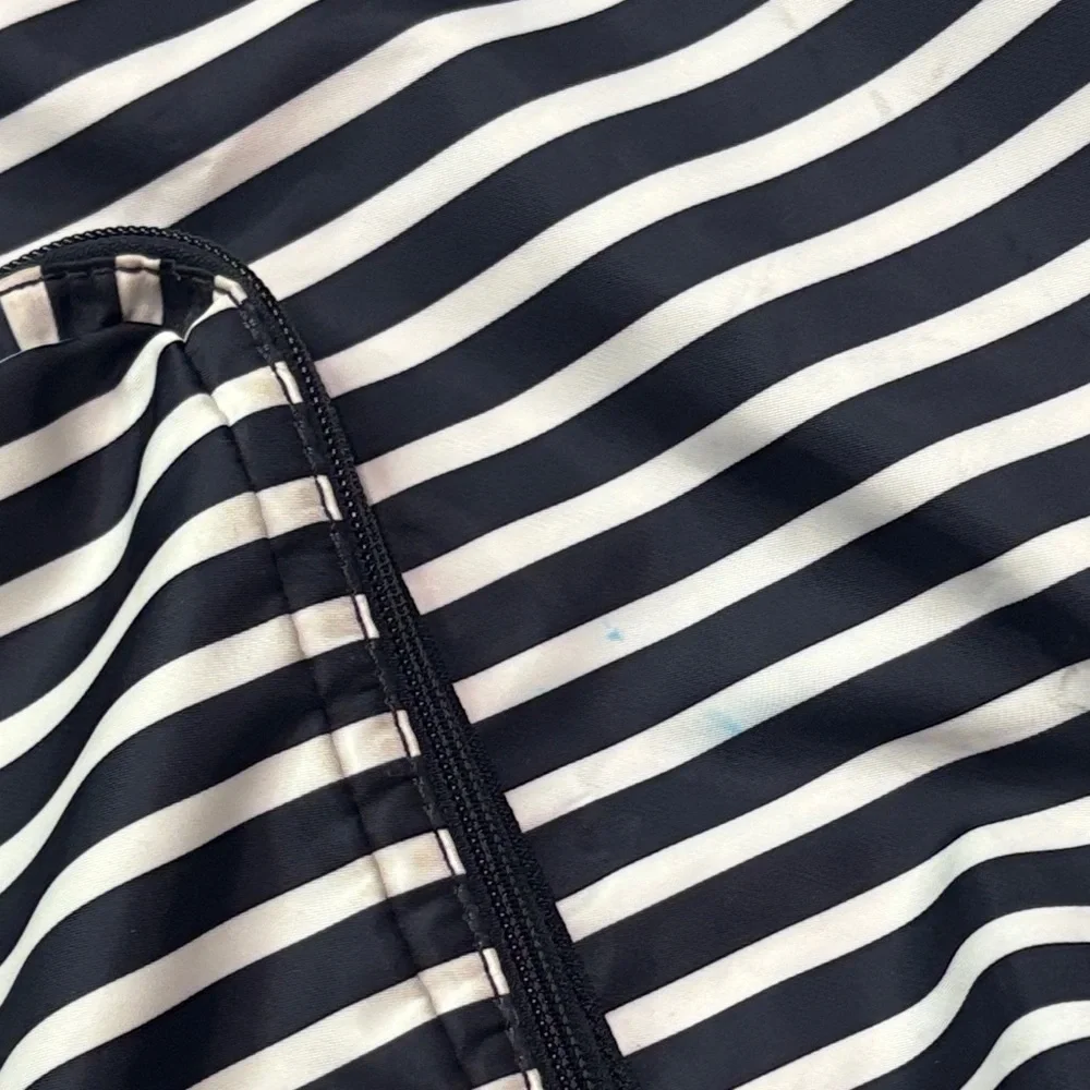 Kate Spade New York Black White Stripe Foldable Travel Tote Weekender Bag